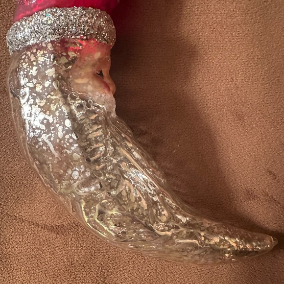 A Glass Santa Crescent Moon Ornament - Picture 7 of 9